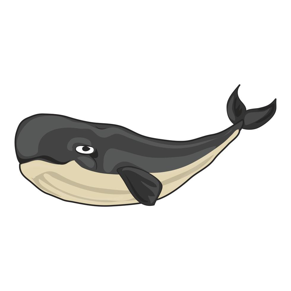 Old whale icon, cartoon style vector