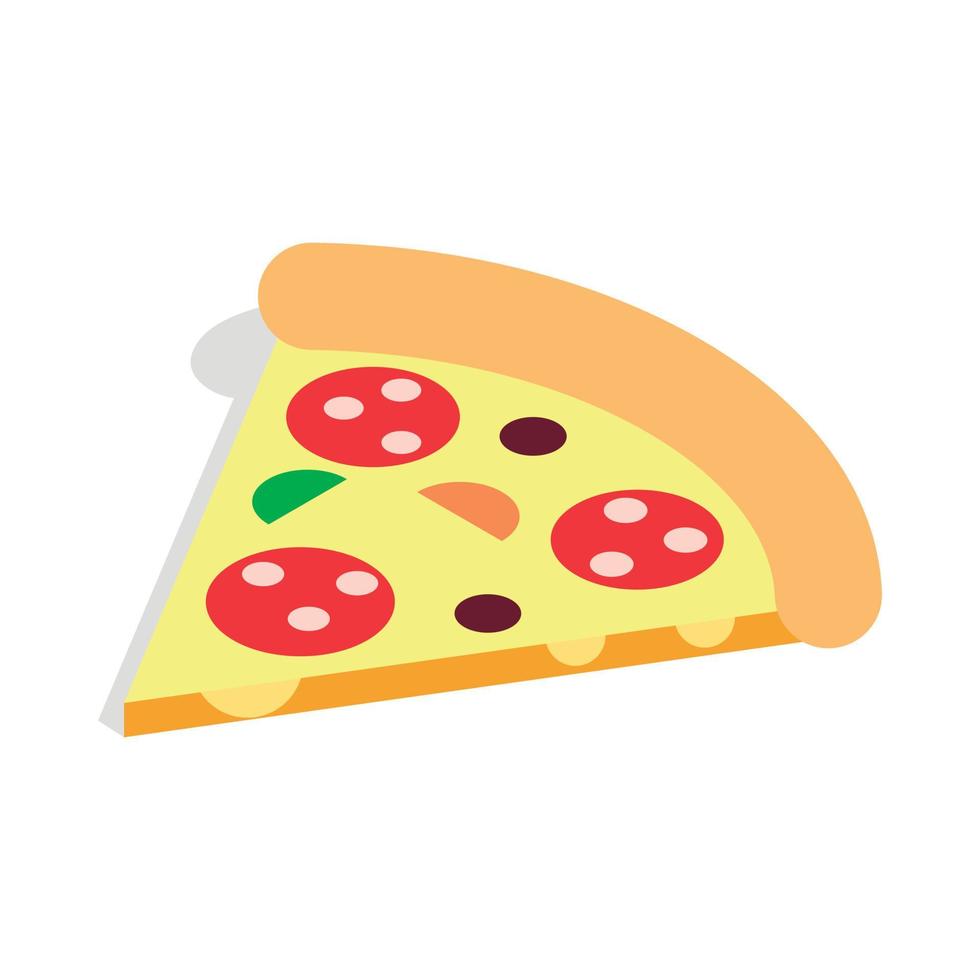 Slice of pizza icon, isometric 3d style vector