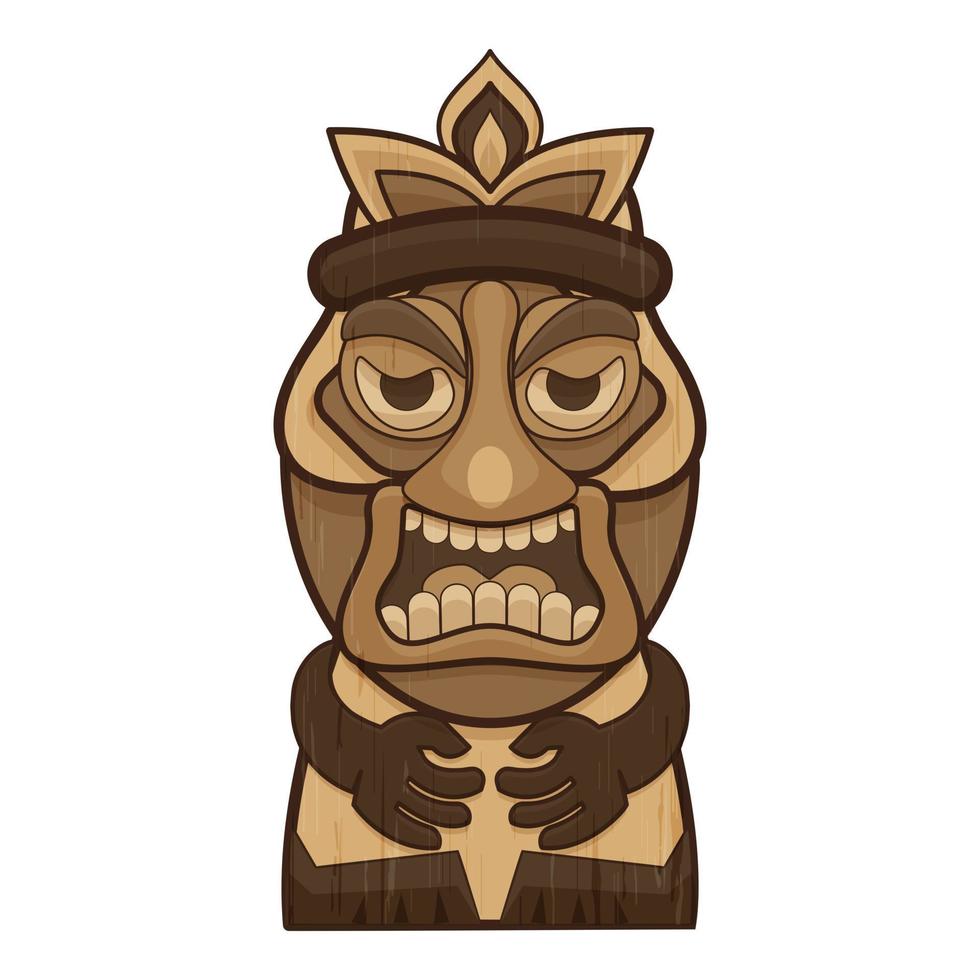 Tiki icon, cartoon style vector