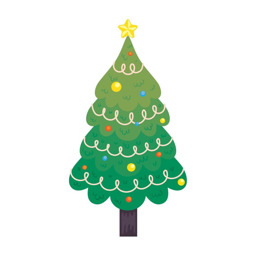 arbol de navidad con bolas vector