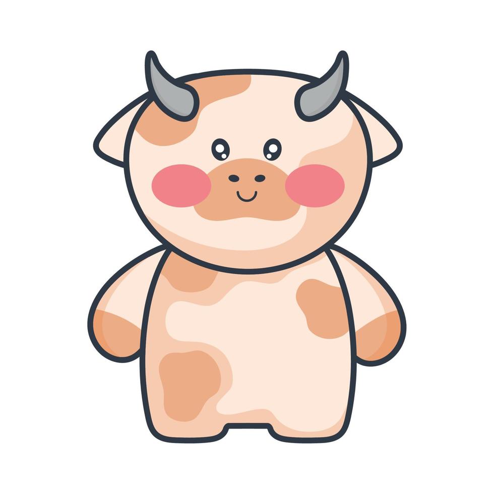 cute cow kawaii animal vector