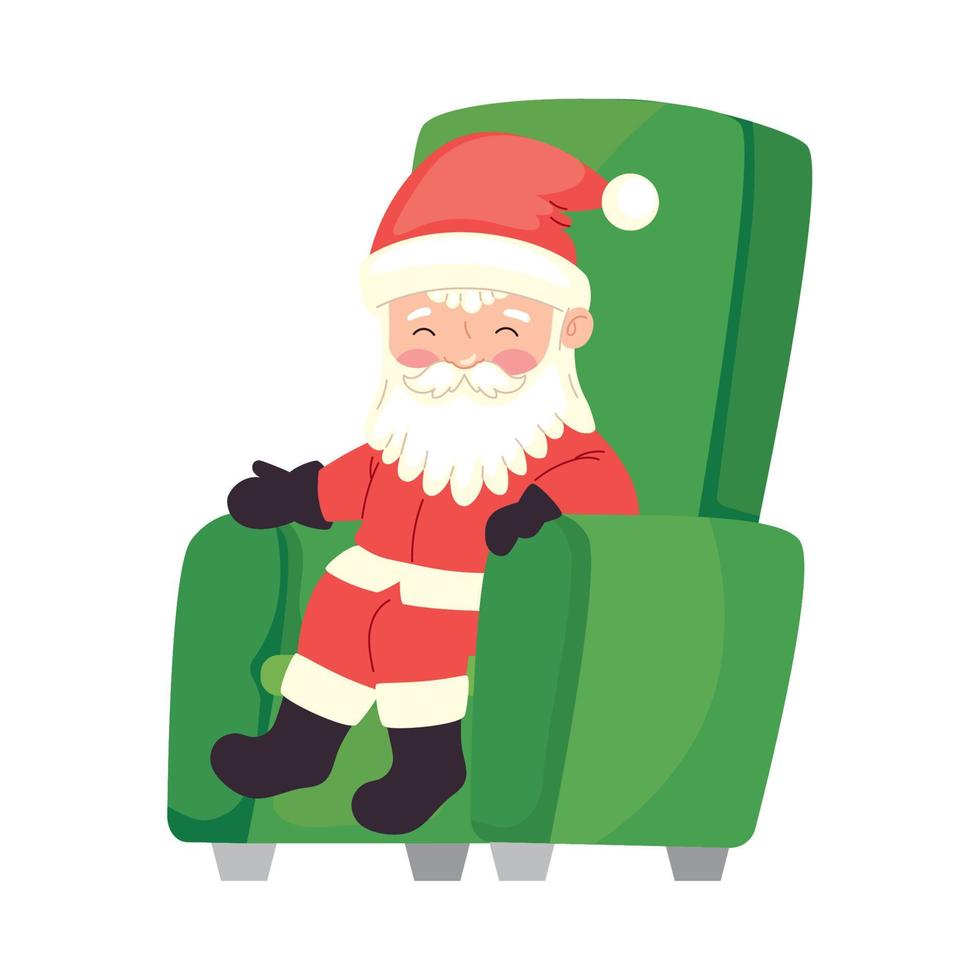 santa claus seated in sofa vector