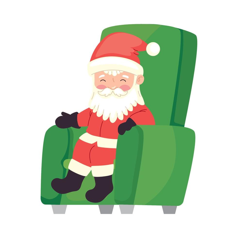 papa noel sentado en un sofa vector