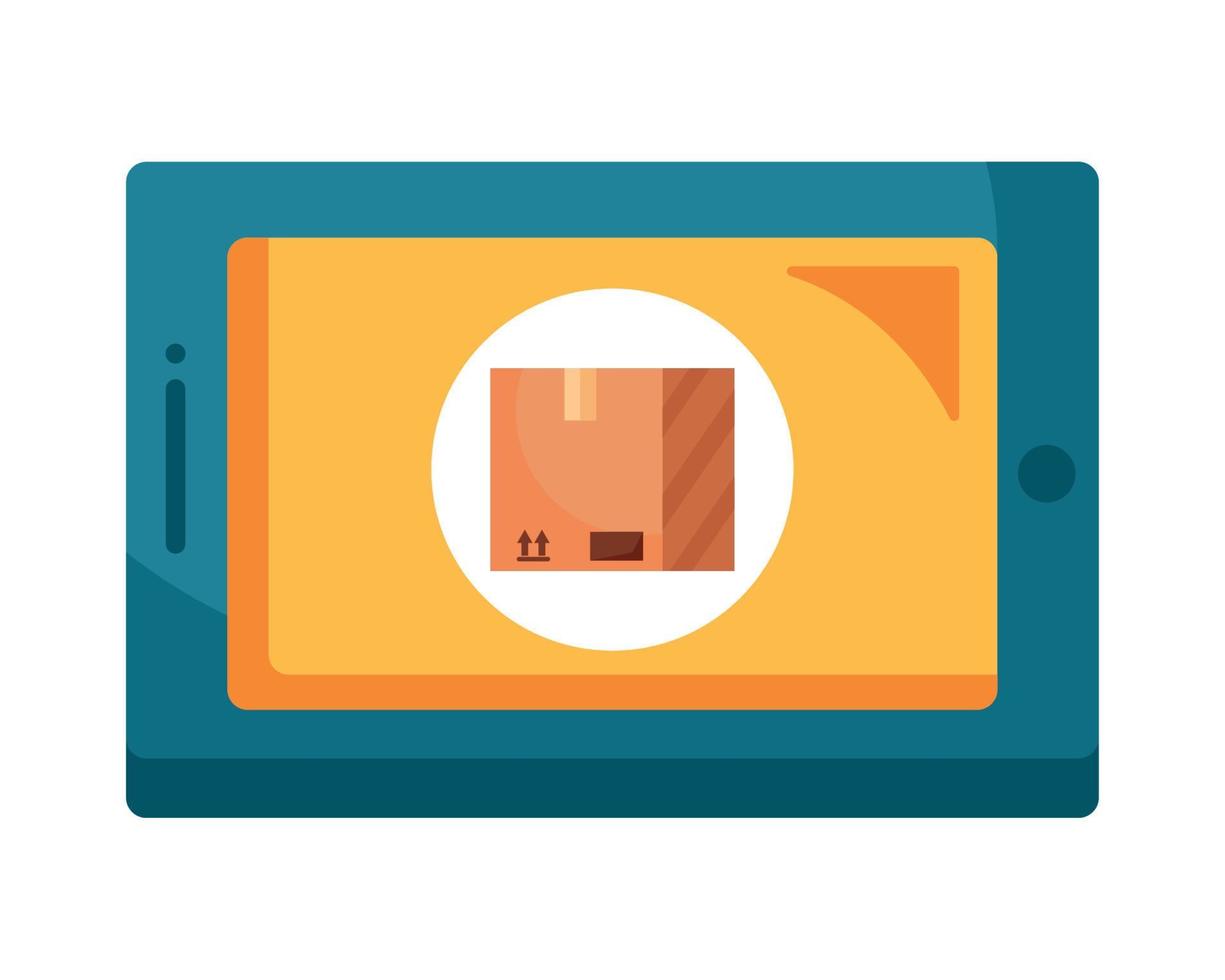 delivery box in tablet vector