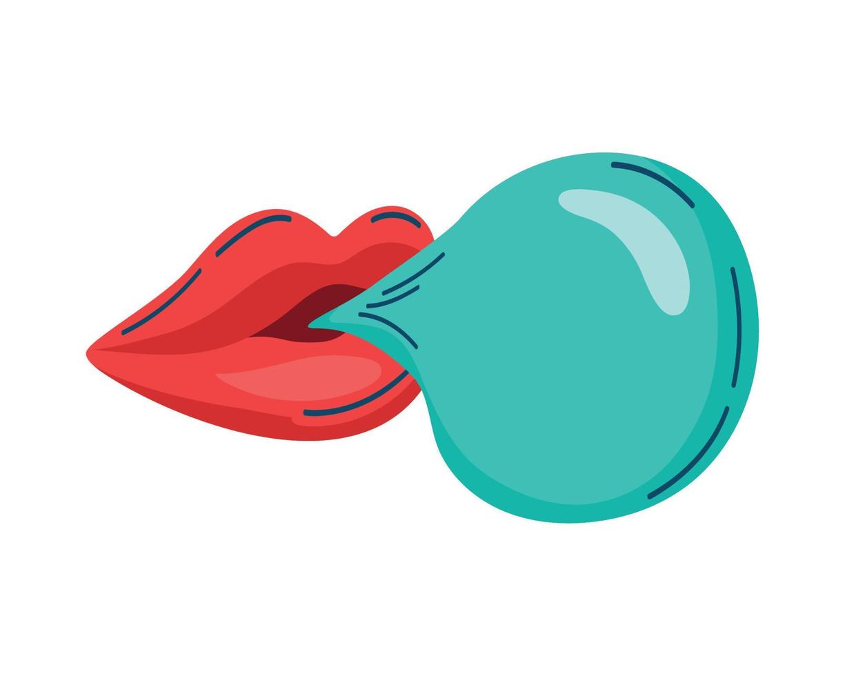 mouth with chewing gum nineties vector