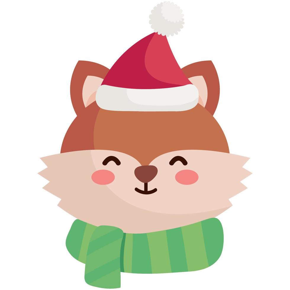 cute fox with christmas clothes vector