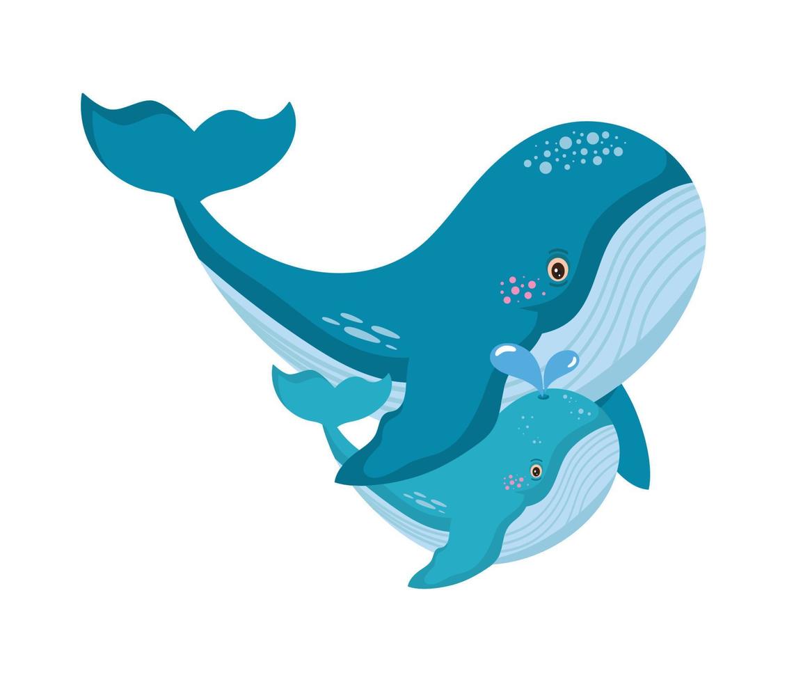 family whales fishes vector