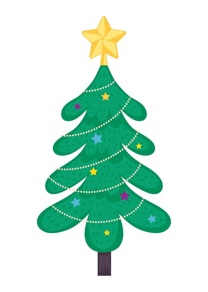 merry christmas pine tree vector