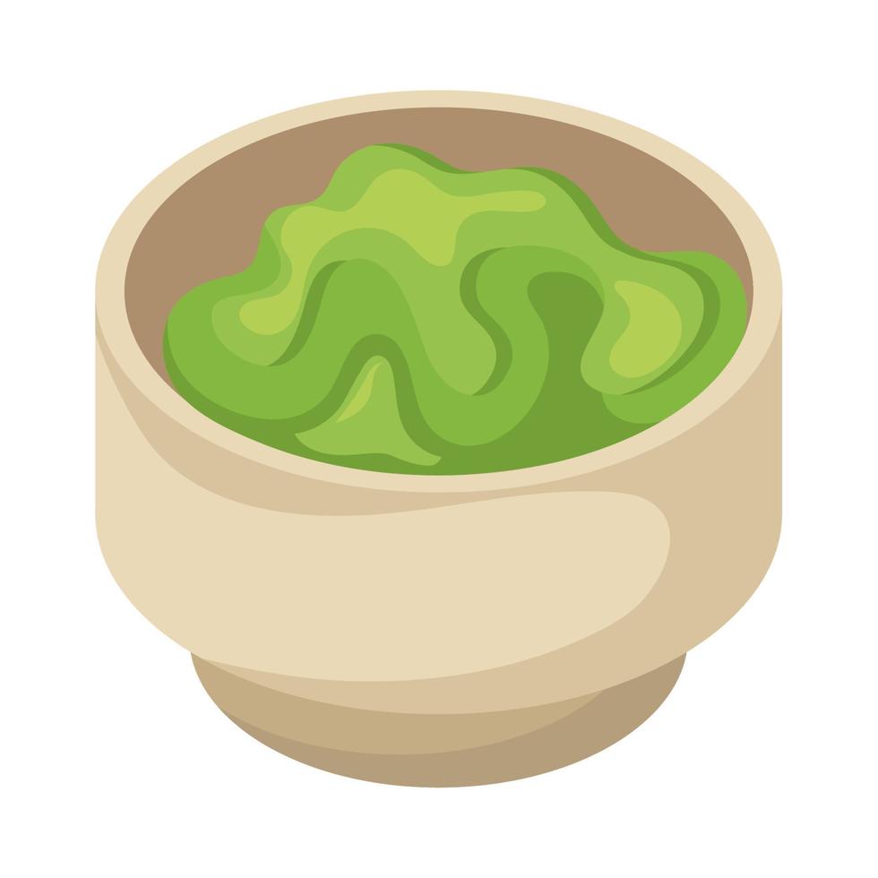 salsa guacamole en plato vector