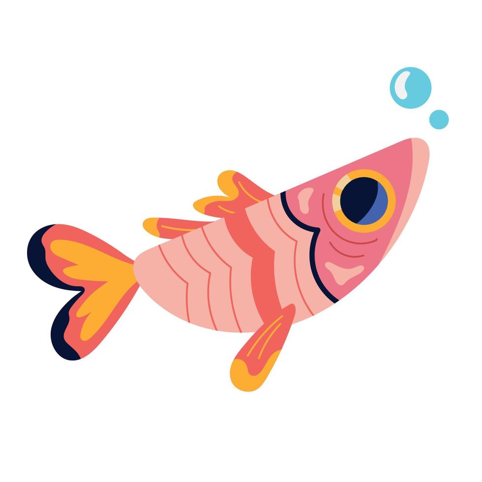 pink fish sealife vector