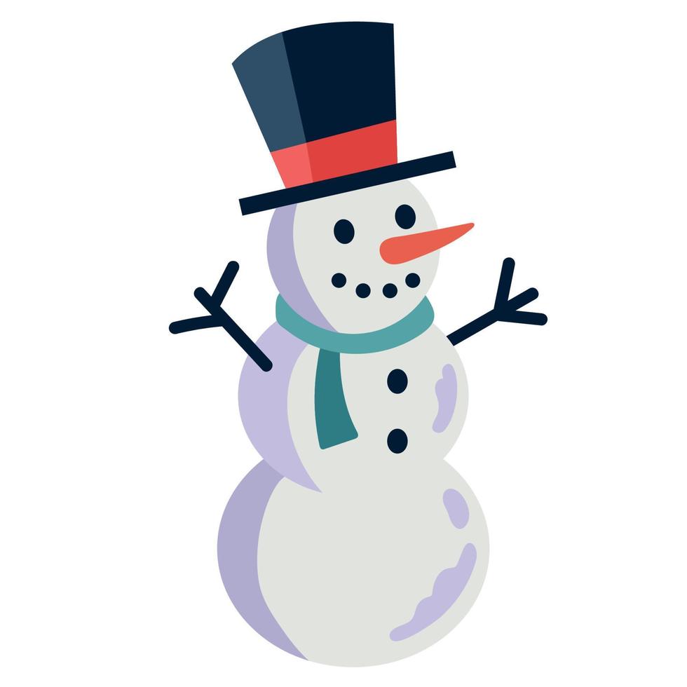 lindo personaje de muñeco de nieve vector