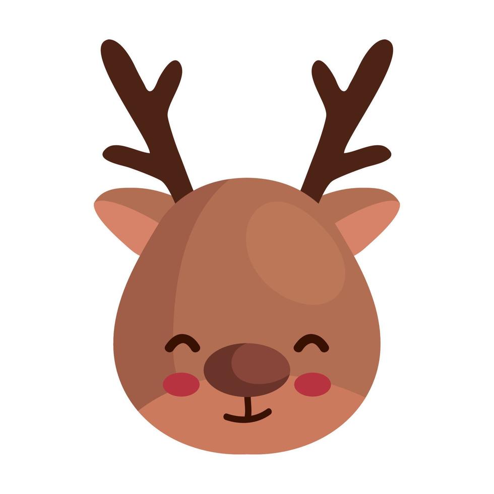cute reindeer animal head vector