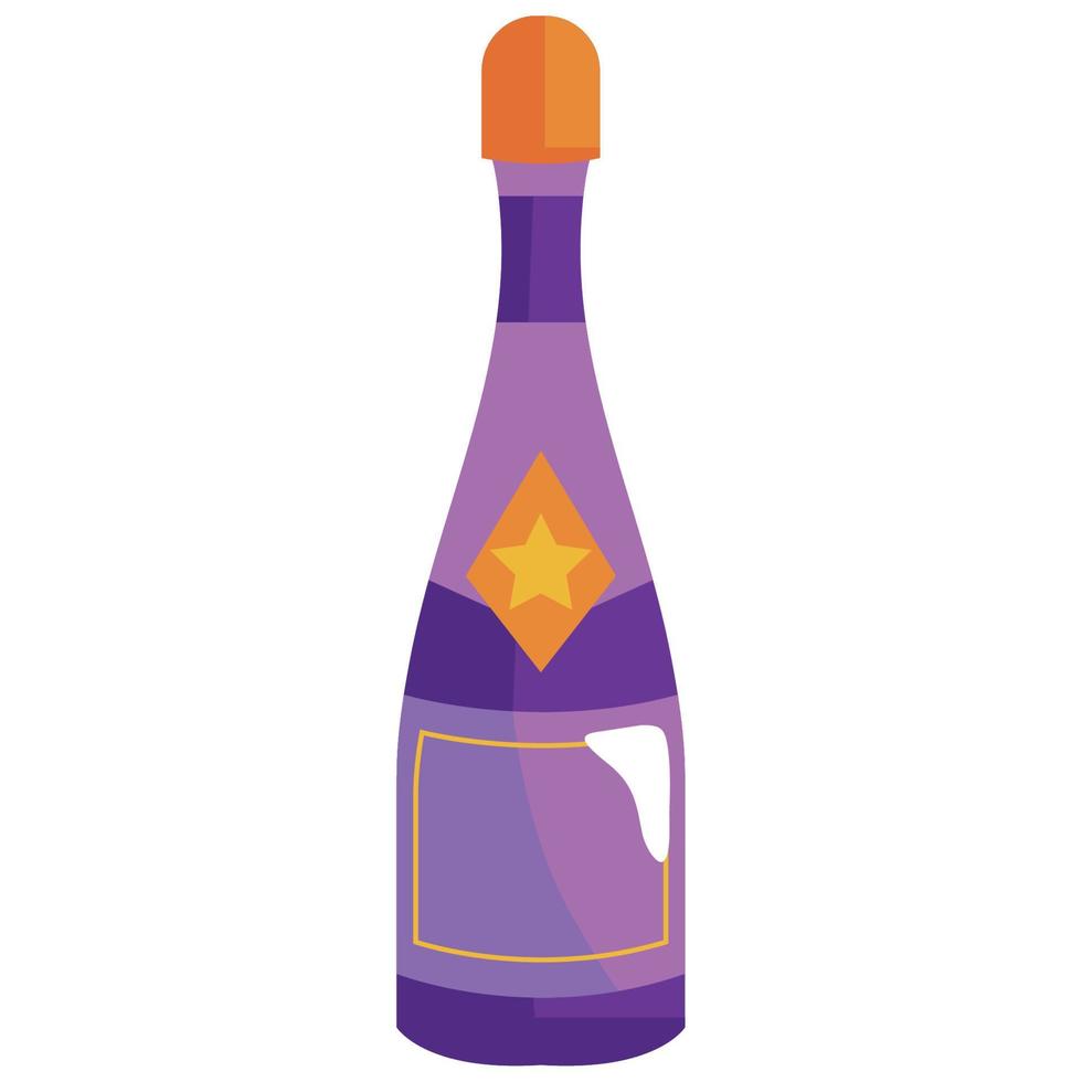 purple champagne bottle celebration vector