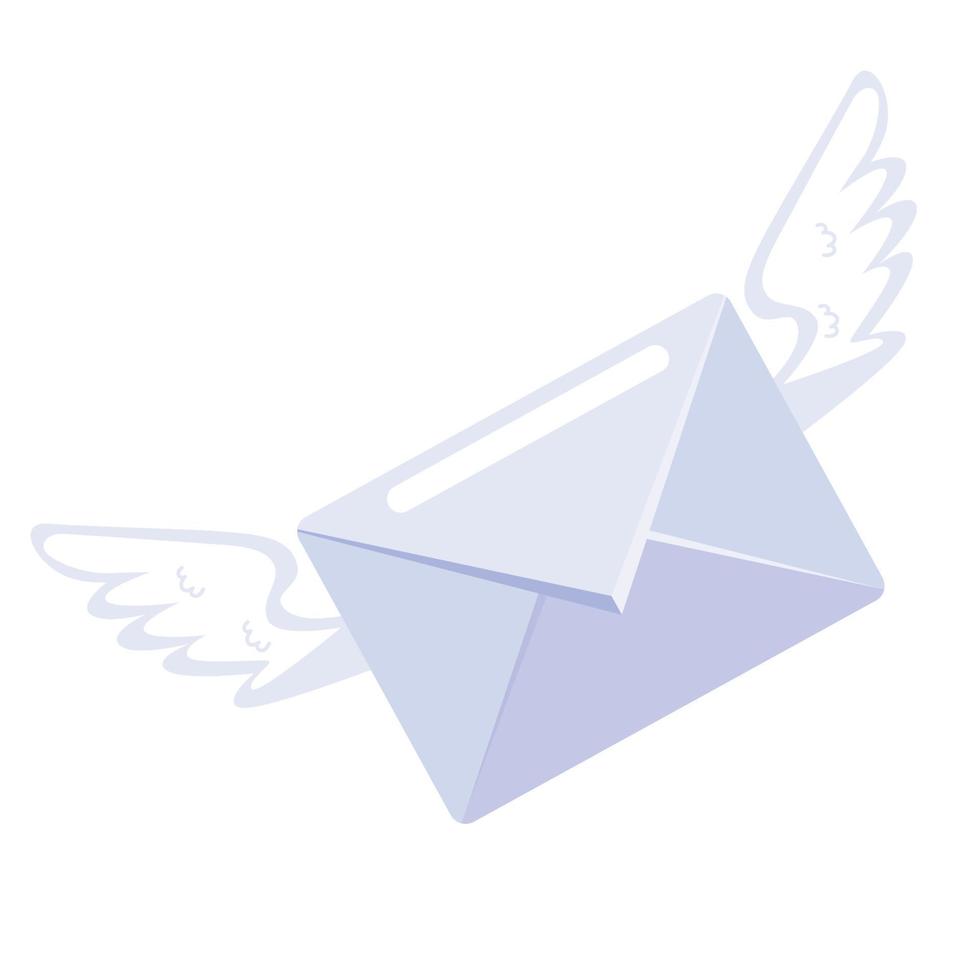 envelope email with wings vector