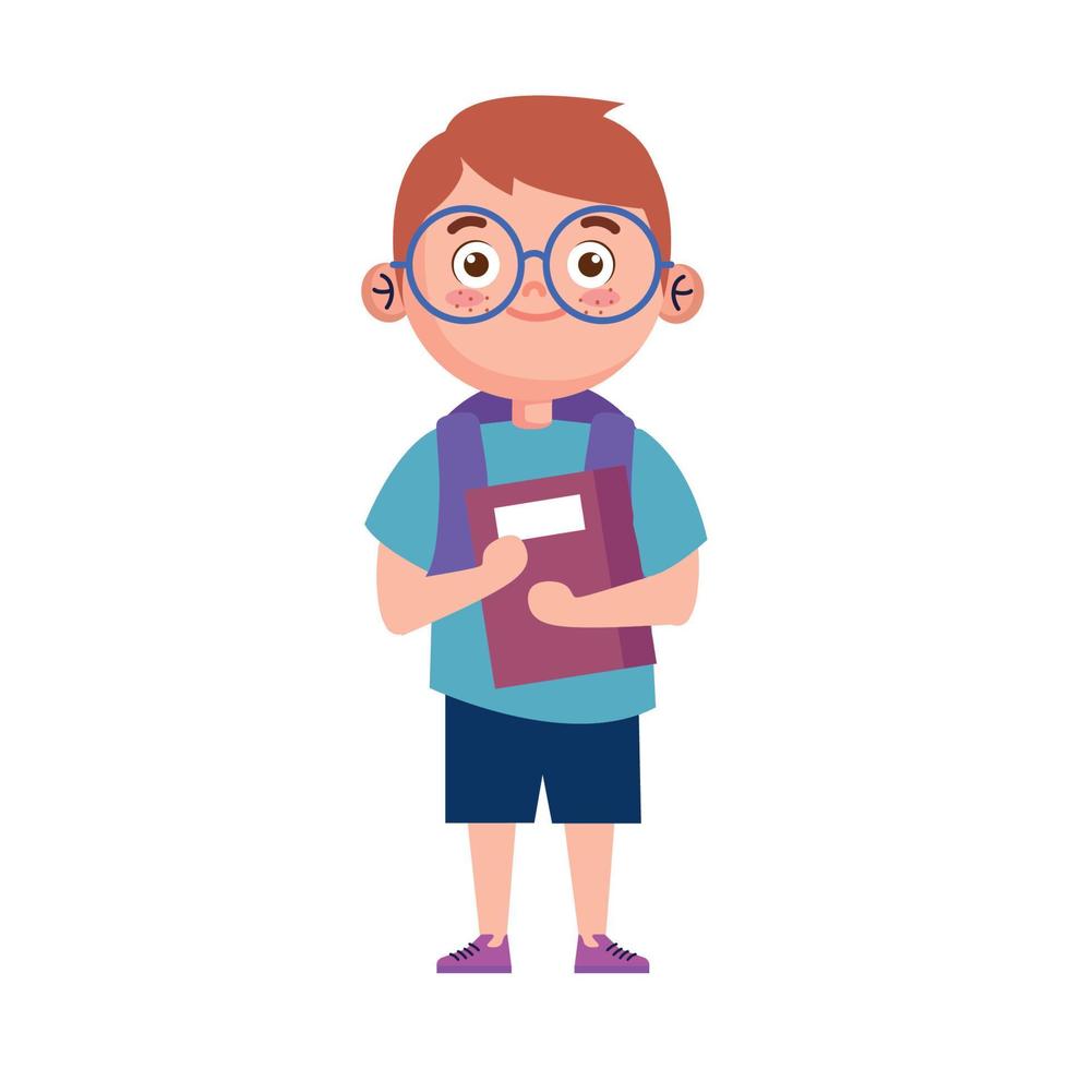 nerd little student boy vector