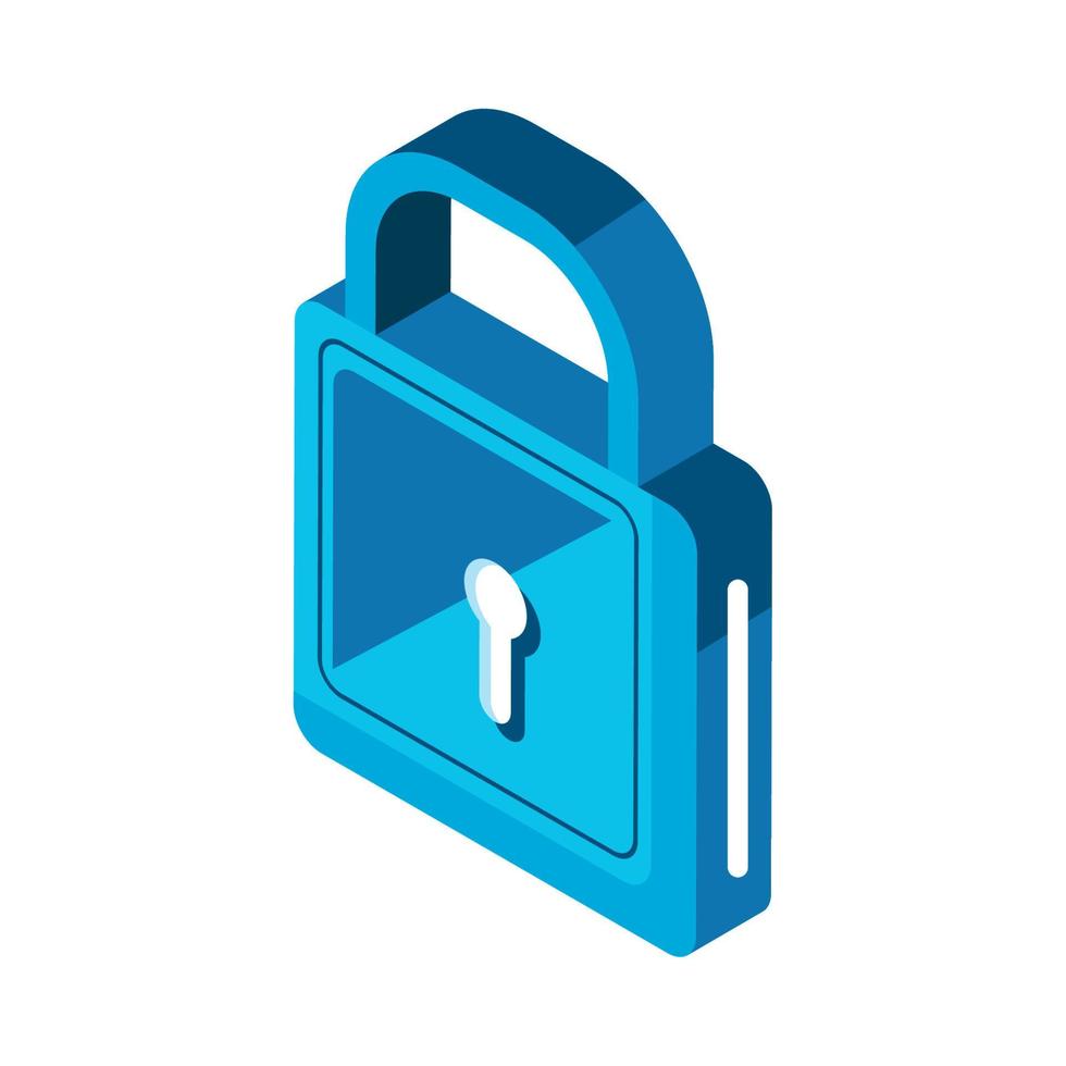 blue secure padlock isometric vector