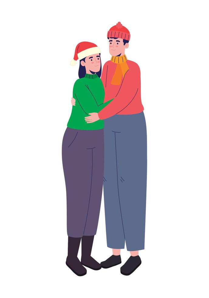 lovers couple celebrating christmas vector