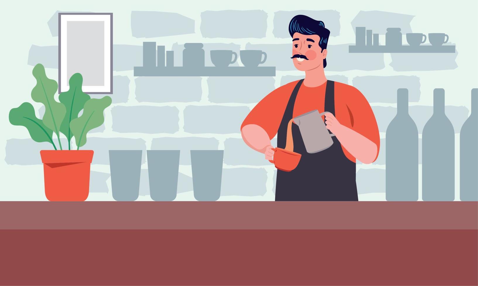 coffee shop barista working vector