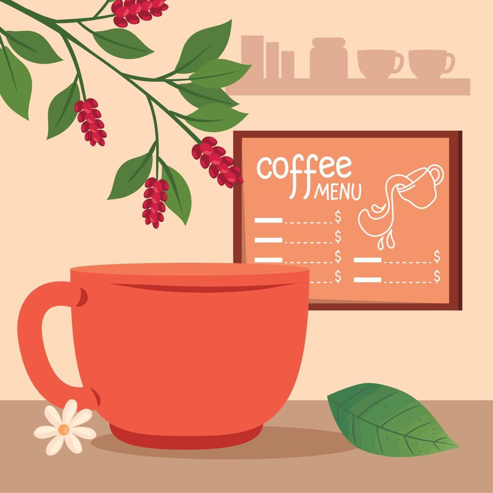 coffee menu label with cup vector