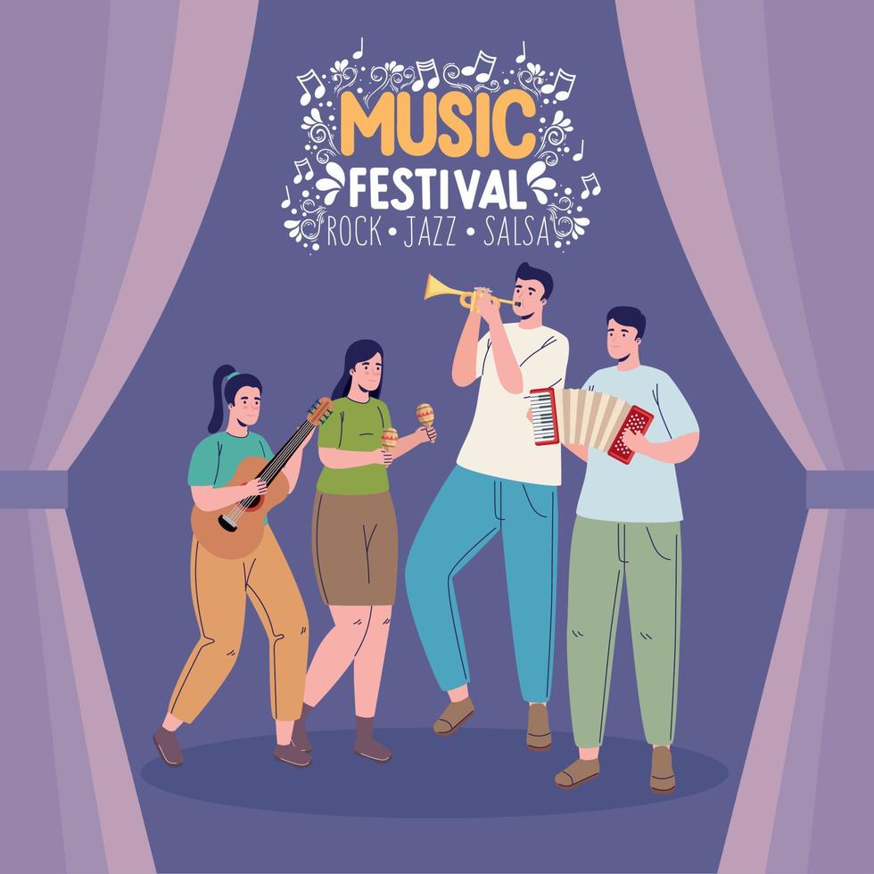 music festival lettering with orchest vector