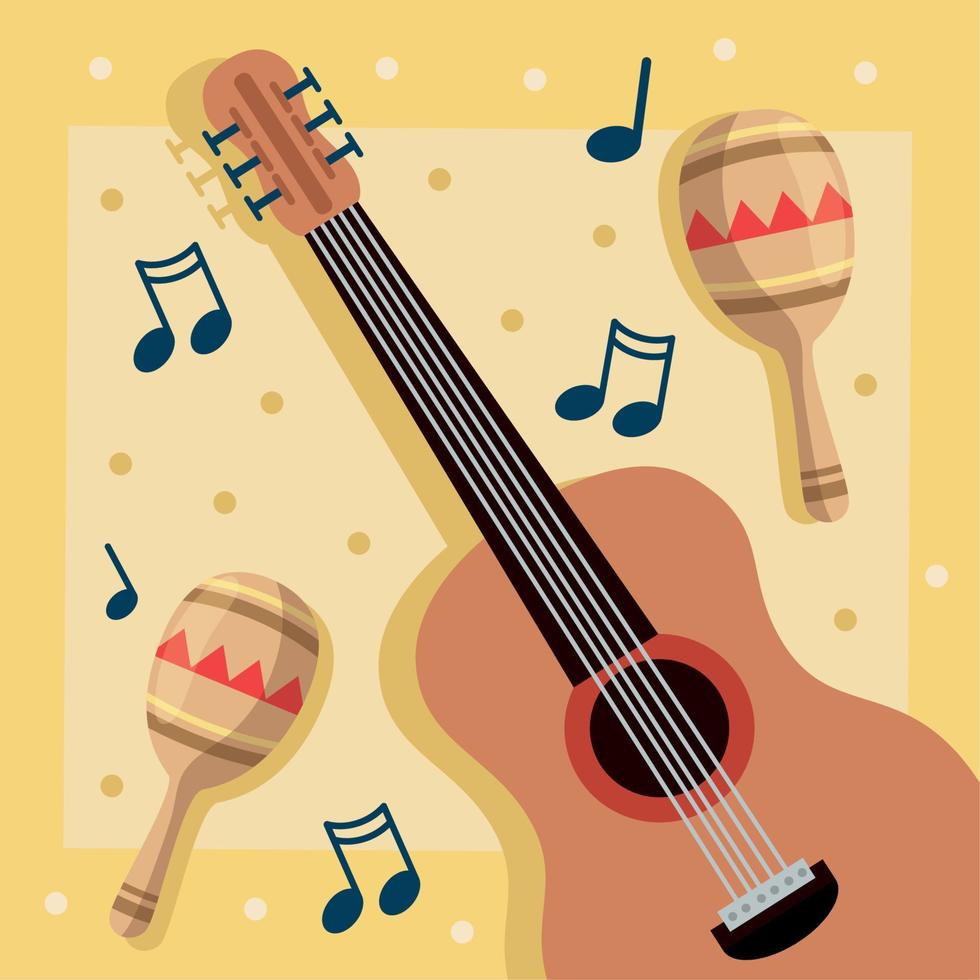 music festival poster with guitar and maracas vector