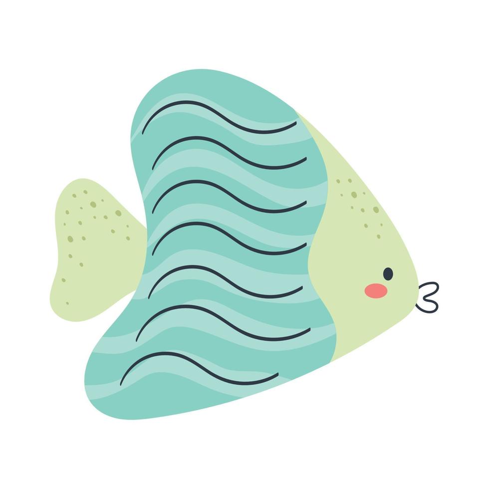 lindo pez verde adorable vector