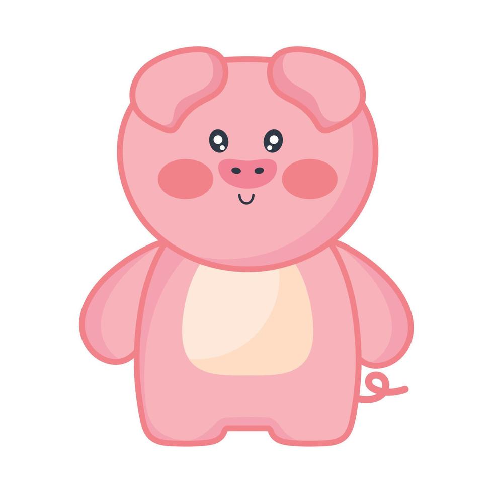 cute pig kawaii animal vector