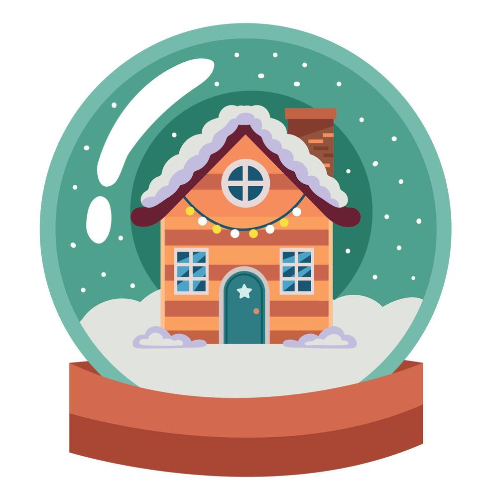 casa de navidad en esfera de nieve vector