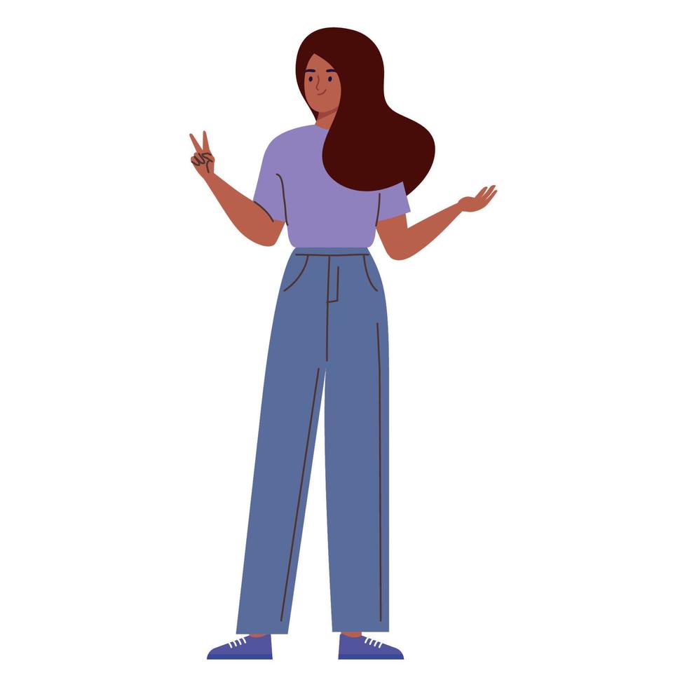 brunette young woman vector