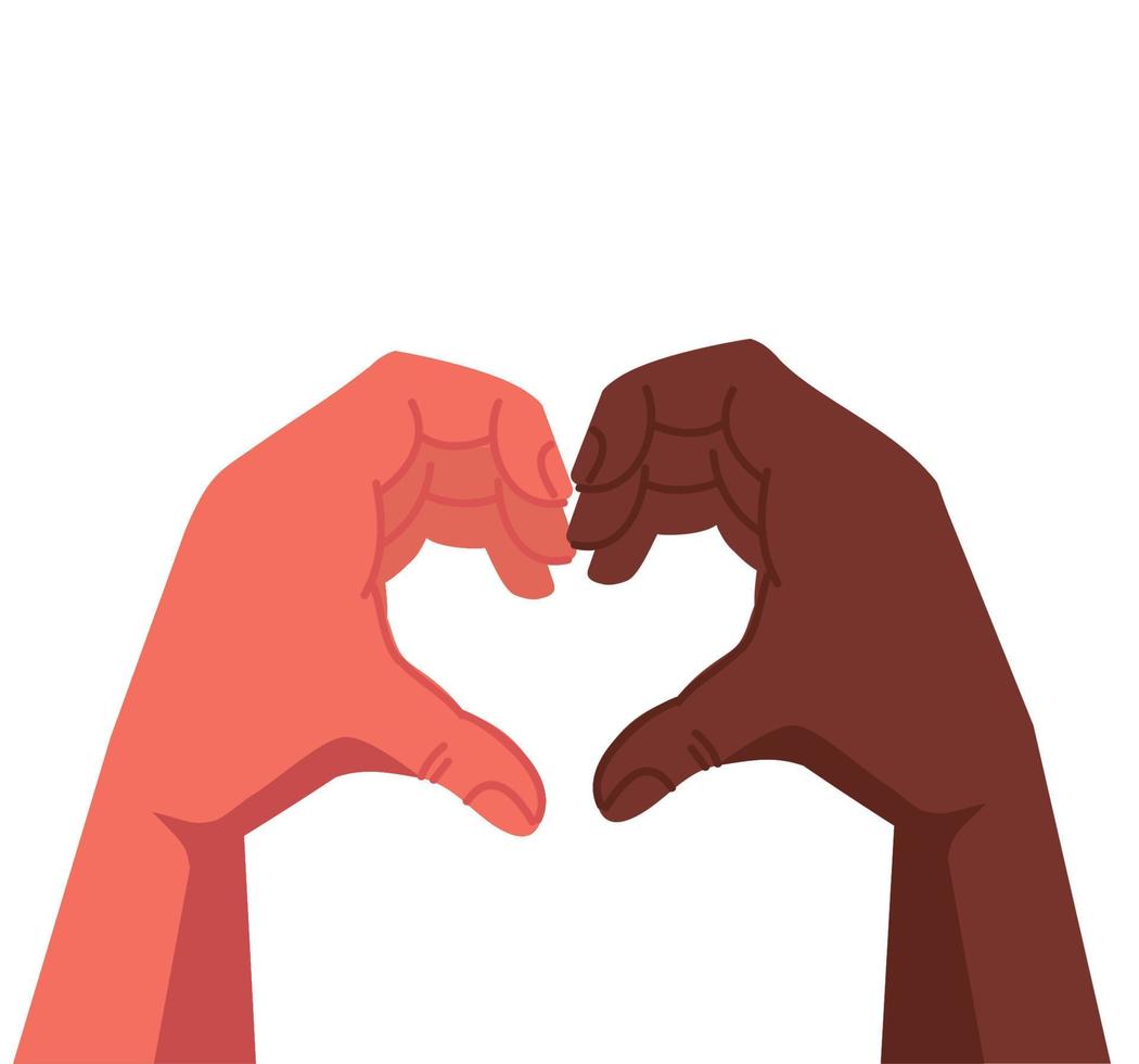 interracial hand forming heart vector