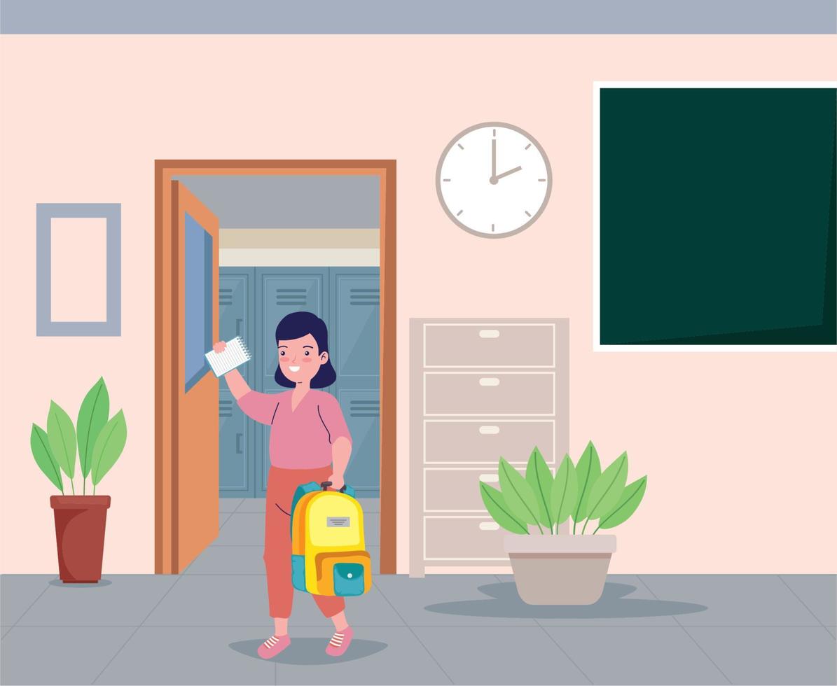 student girl back to school vector