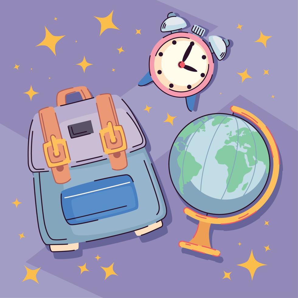 schoolbag and world map vector