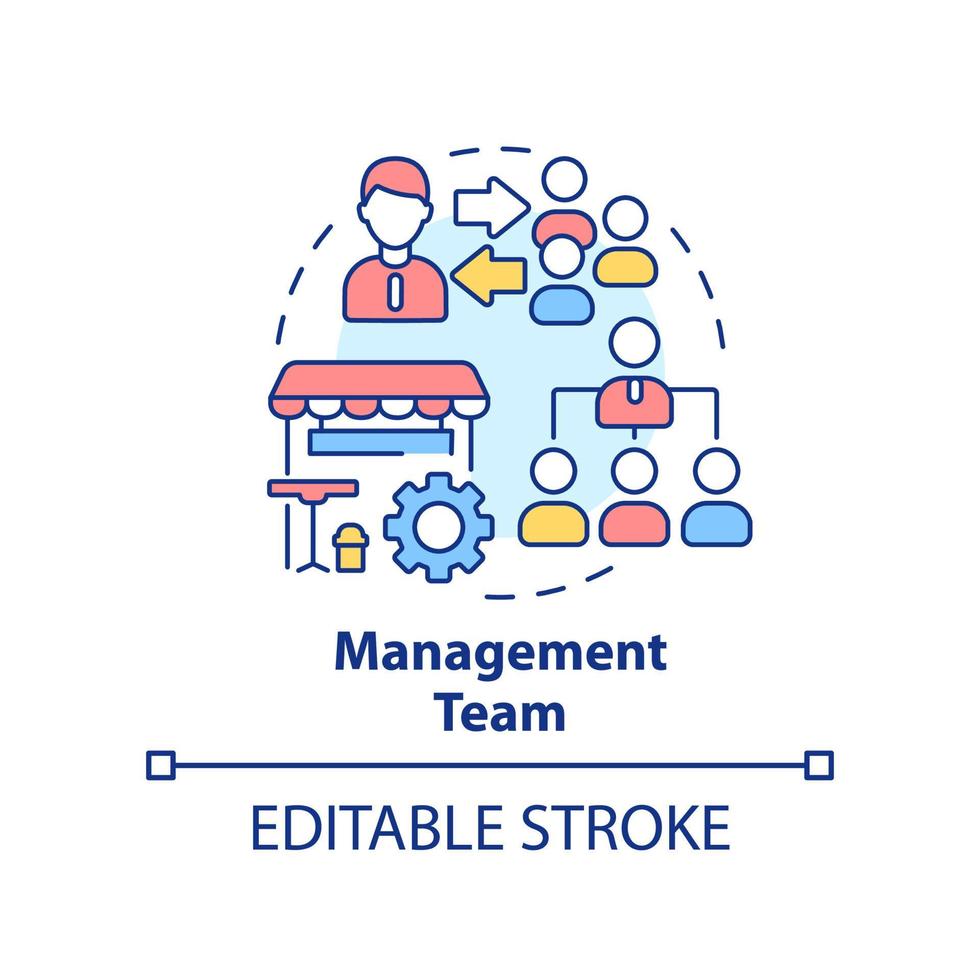 Management team concept icon. Restaurant staff abstract idea thin line illustration. Executive duties of managers. Isolated outline drawing. Editable stroke. vector