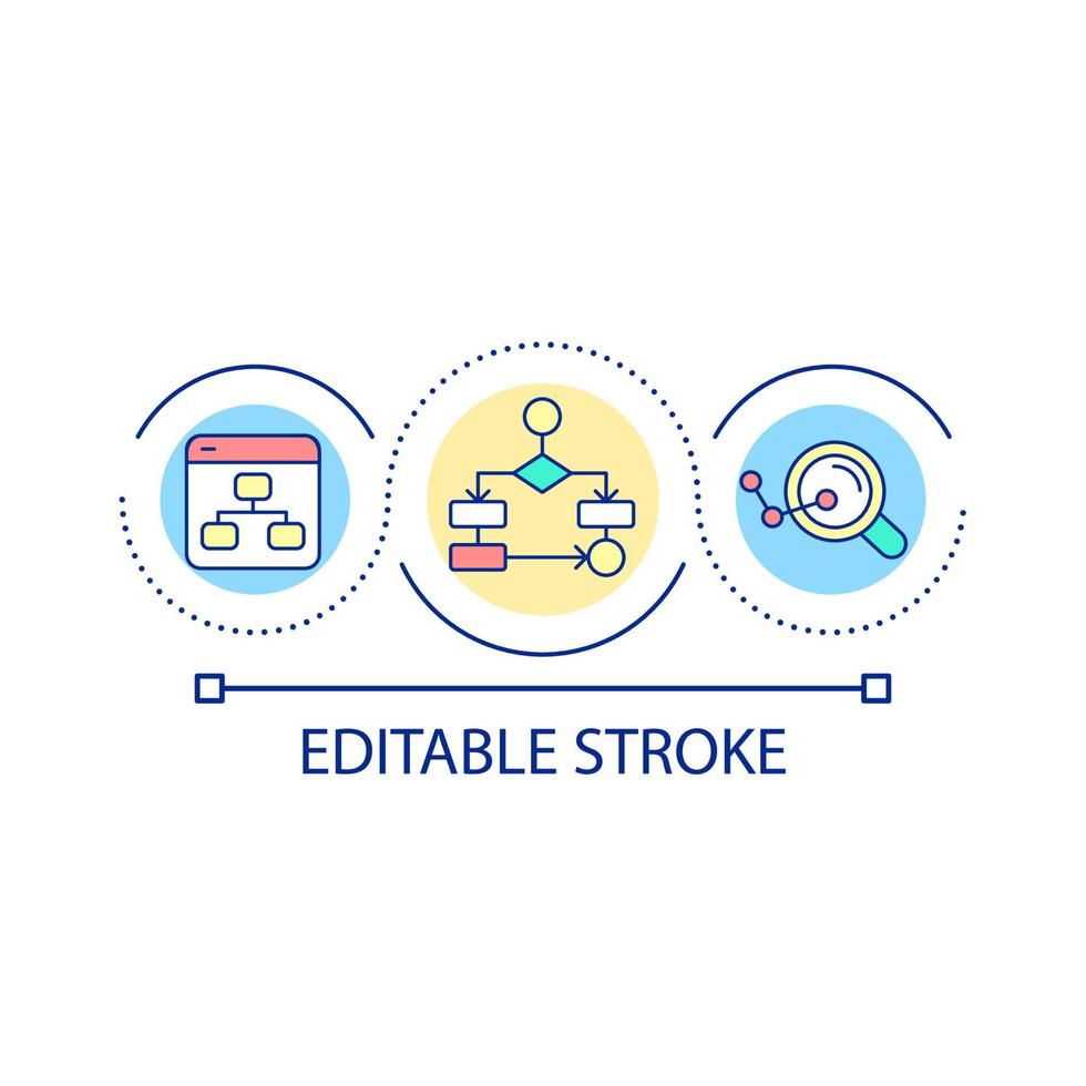 Website architecture loop concept icon. Visualize sitemap. Webpages relationship. Advanced SEO abstract idea thin line illustration. Isolated outline drawing. Editable stroke. vector