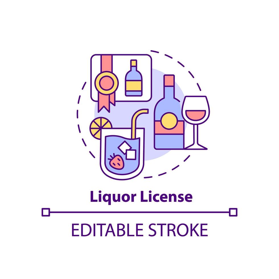 Liquor license concept icon. Permit to serve alcohol abstract idea thin line illustration. Alcoholic beverages consumption. Isolated outline drawing. Editable stroke. vector