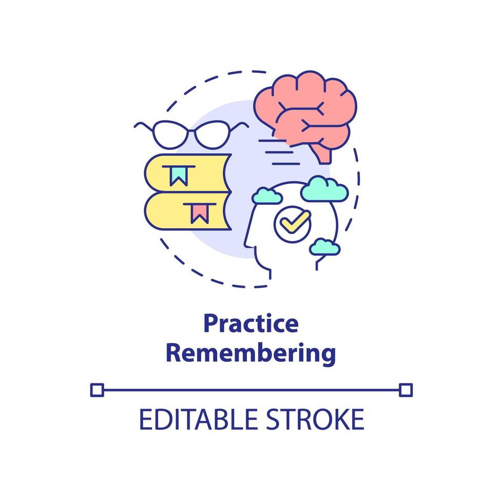 Practice remembering concept icon. Memorizing material. Learning technique abstract idea thin line illustration. Isolated outline drawing. Editable stroke. vector