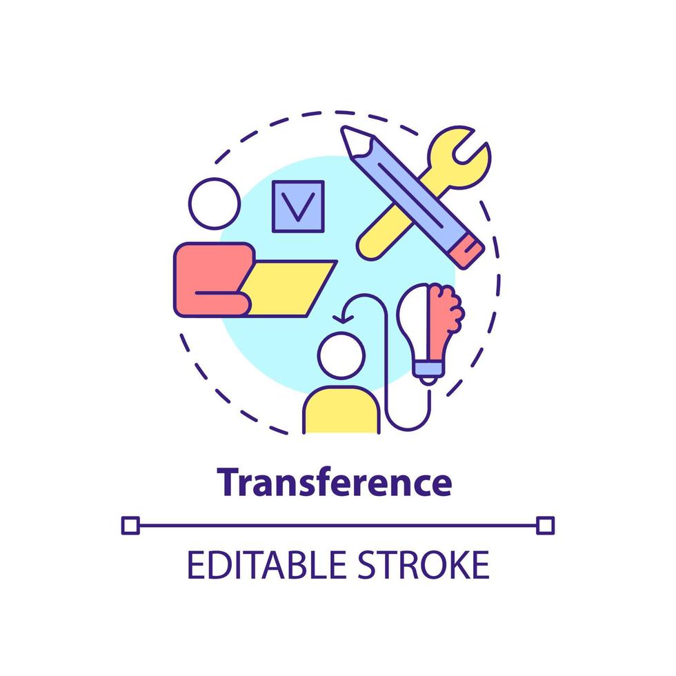 Transference concept icon. Apply knowledge to work. Principle of learning abstract idea thin line illustration. Isolated outline drawing. Editable stroke. vector