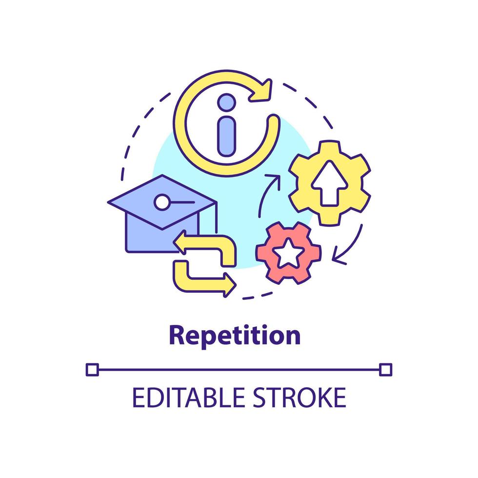 Repetition concept icon. Rote learning and training. Principle of learning abstract idea thin line illustration. Isolated outline drawing. Editable stroke. vector