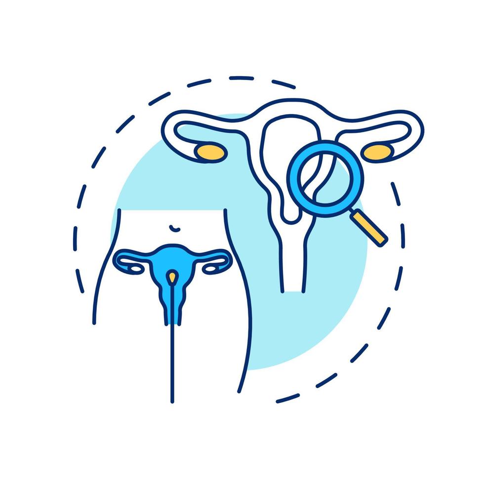 Gynecological checkup concept icon for light theme. Womb cancer prevention. Reproductive system. Women health and fertility abstract idea thin line illustration. Isolated outline drawing vector