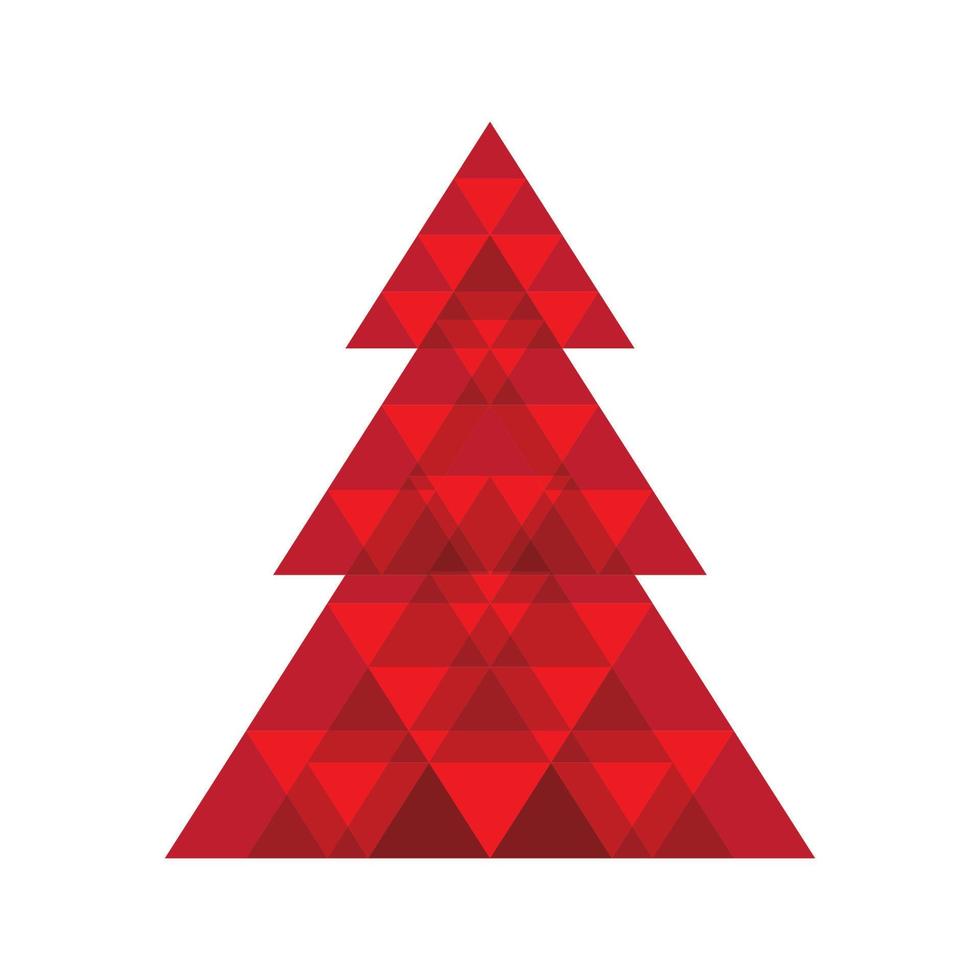 árbol de navidad mezclado de colores rojos geométricos abstractos. plantilla de tarjeta de navidad. vector