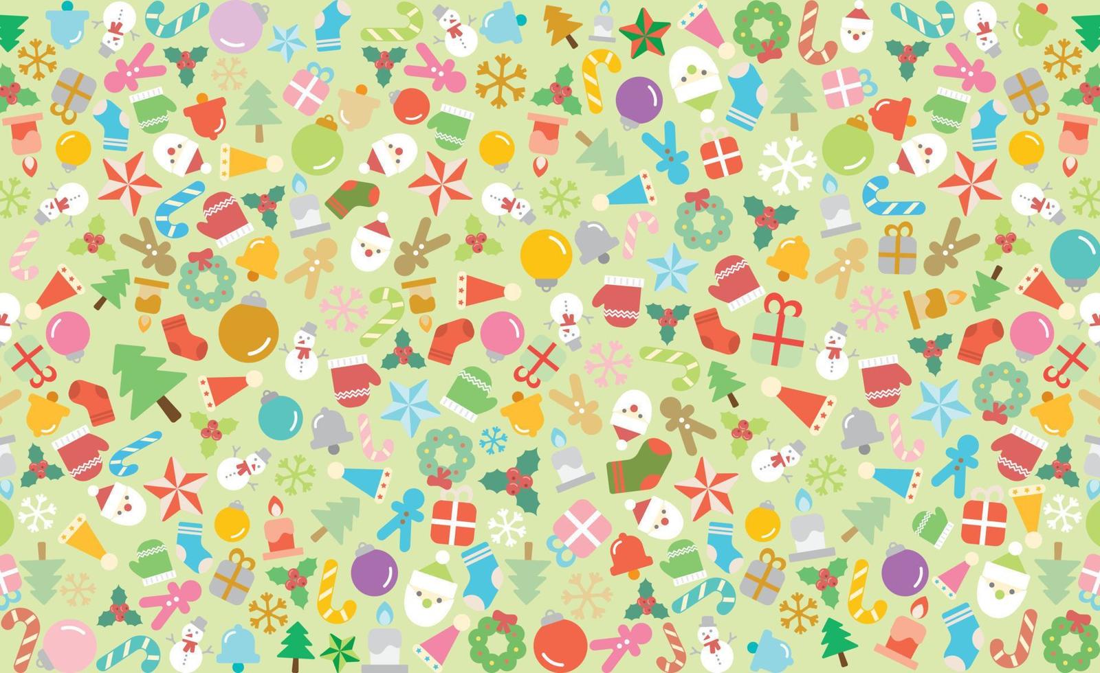 Christmas elements colorful background. Greeting wrapping paper pattern. vector