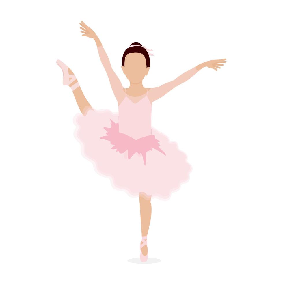 bailarina de ballet chica. niño pequeño haciendo ejercicios de ballet. pequeña bailarina linda en zapatos de punta. la niña princesa está bailando. ilustración vectorial aislado sobre fondo blanco vector