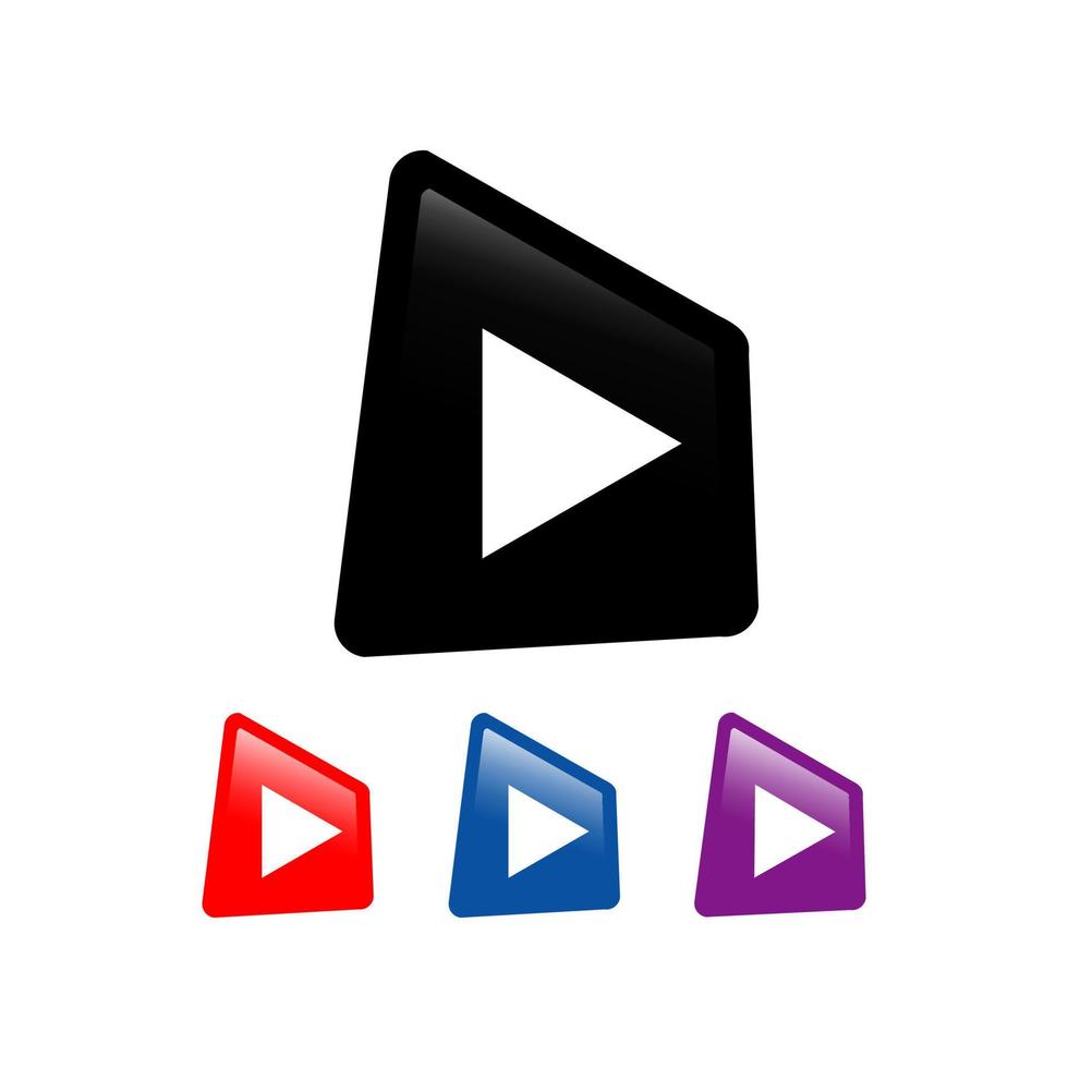 tech media play button logo design icon vector illustration