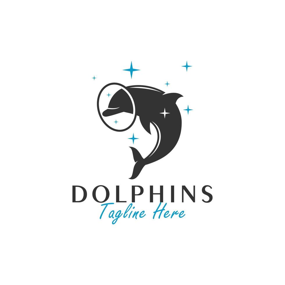 dolphin fish vector illustration logo design