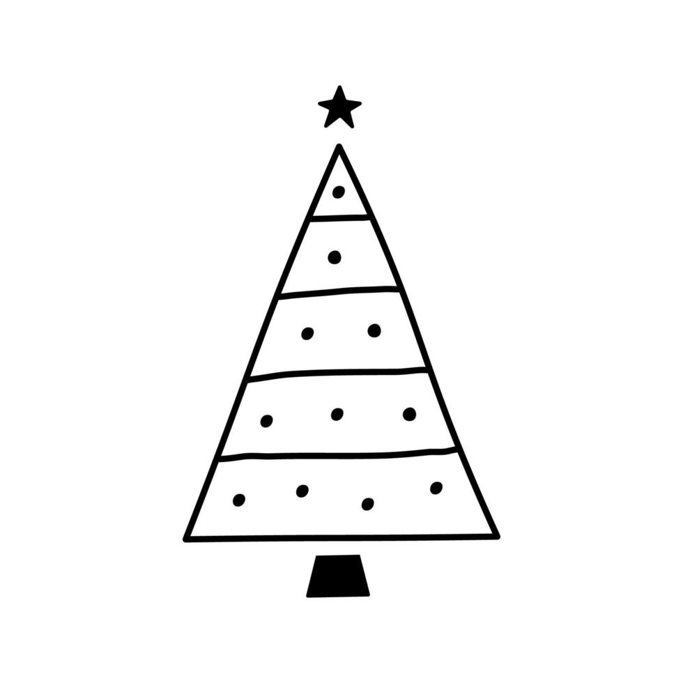 ilustración de vector de árbol de navidad dibujado a mano lineal