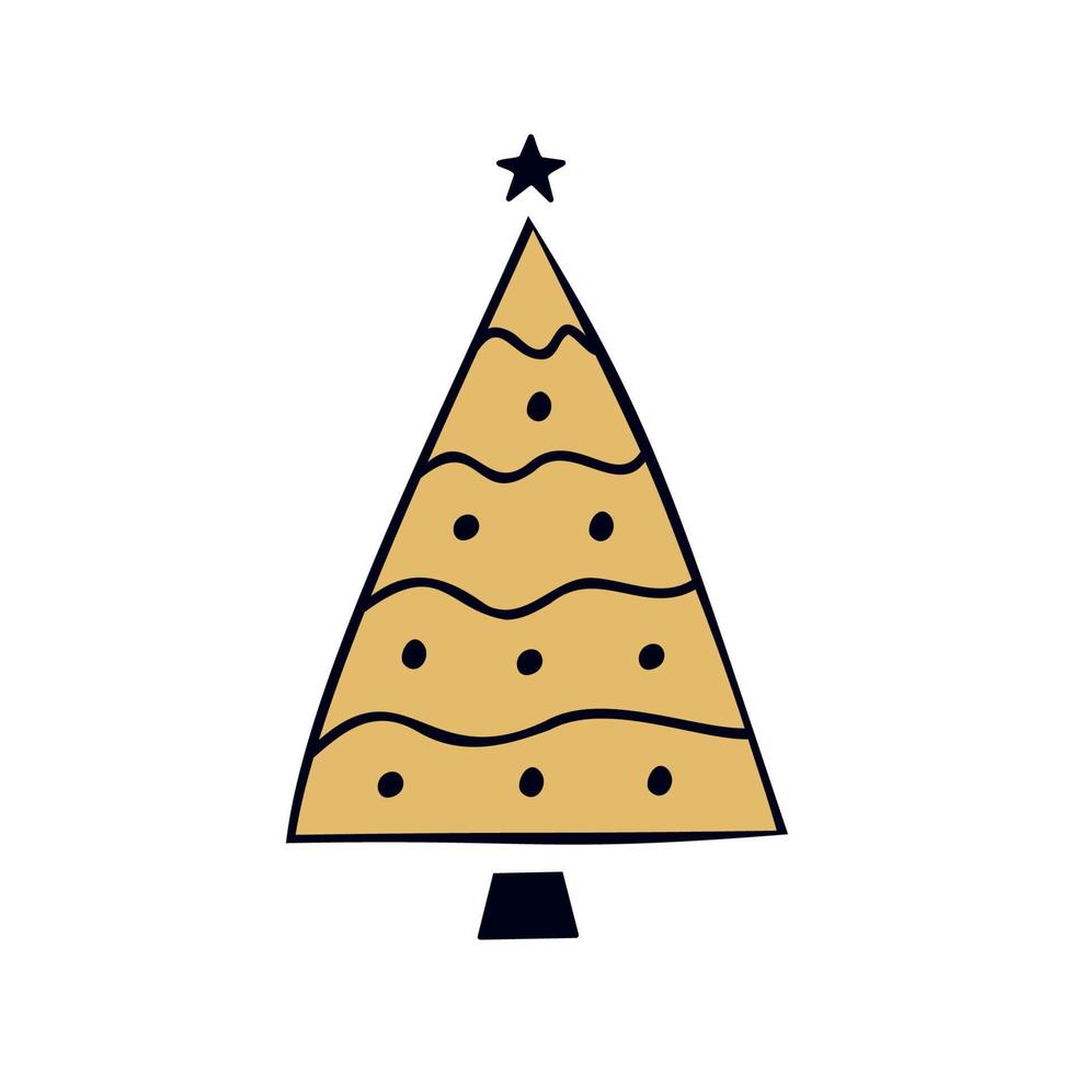 ilustración de vector de árbol de navidad dibujado a mano plana