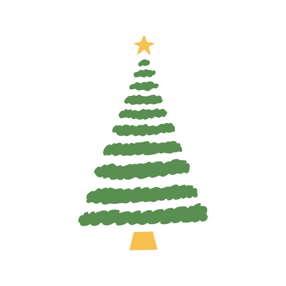 Flat hand drawn christmas tree illustration. vector