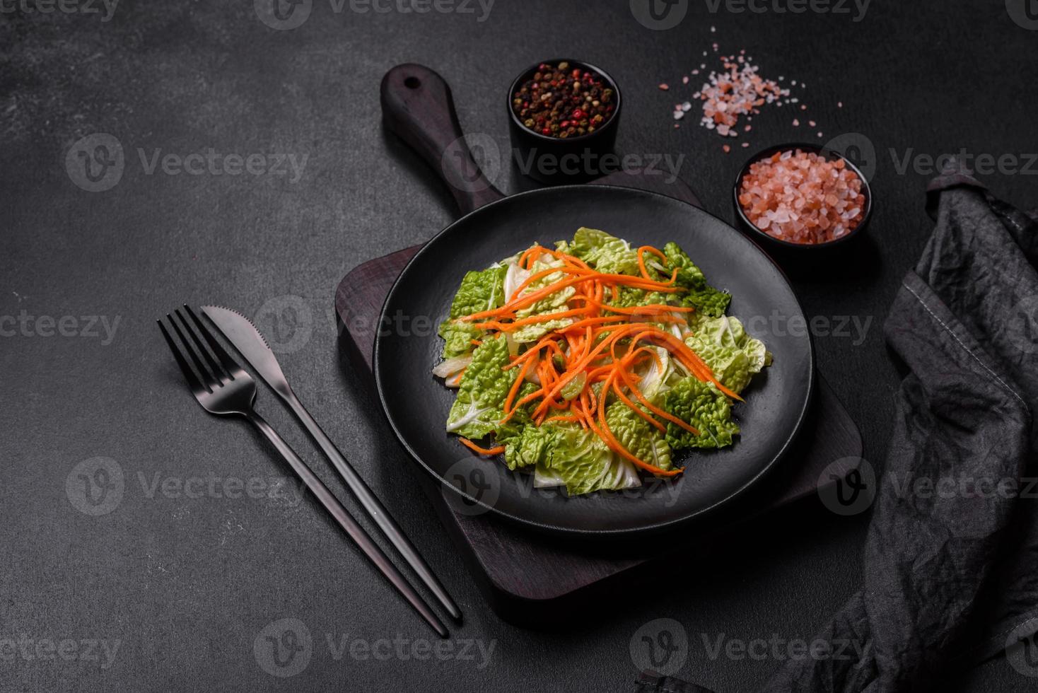 Chinese cabbage with carrots and apples, delicious salad photo