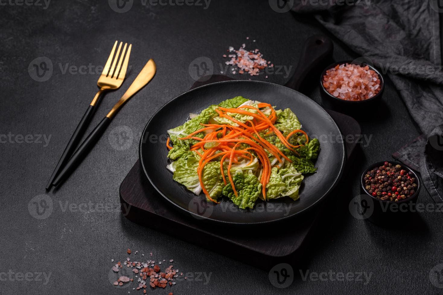 Chinese cabbage with carrots and apples, delicious salad photo