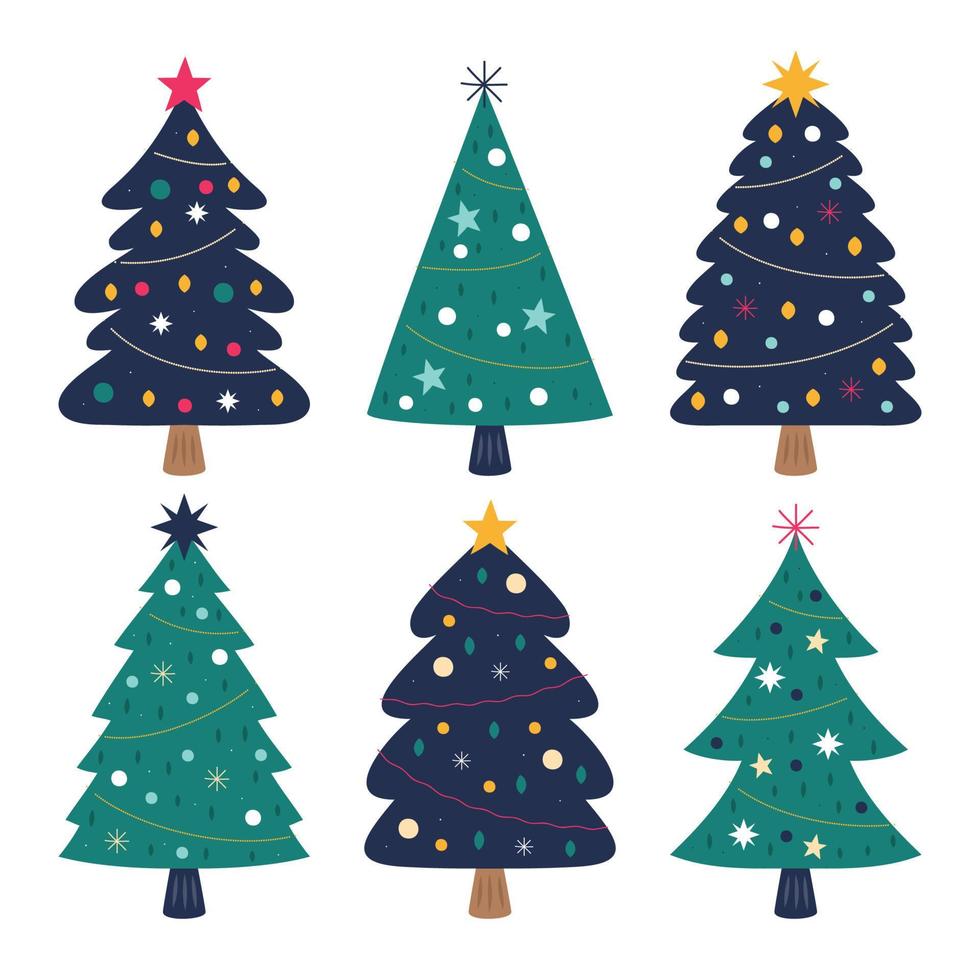 árbol de navidad verde plano vector